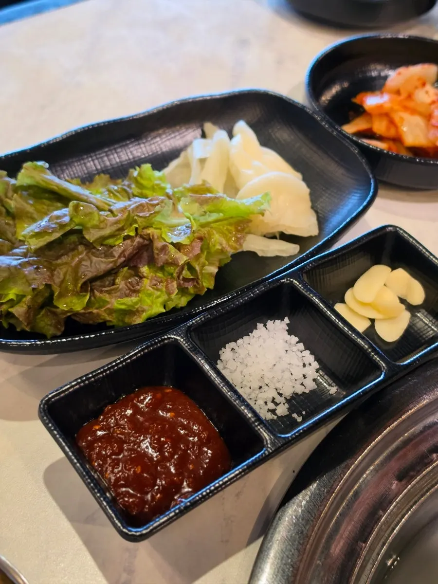 Lettuce wraps and myeongi namul side dish