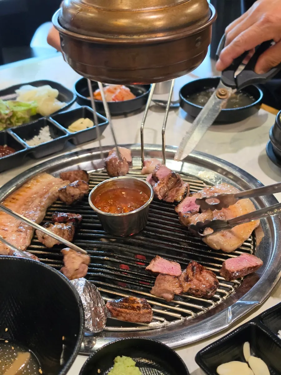 Thick grilled piece of aged black pork