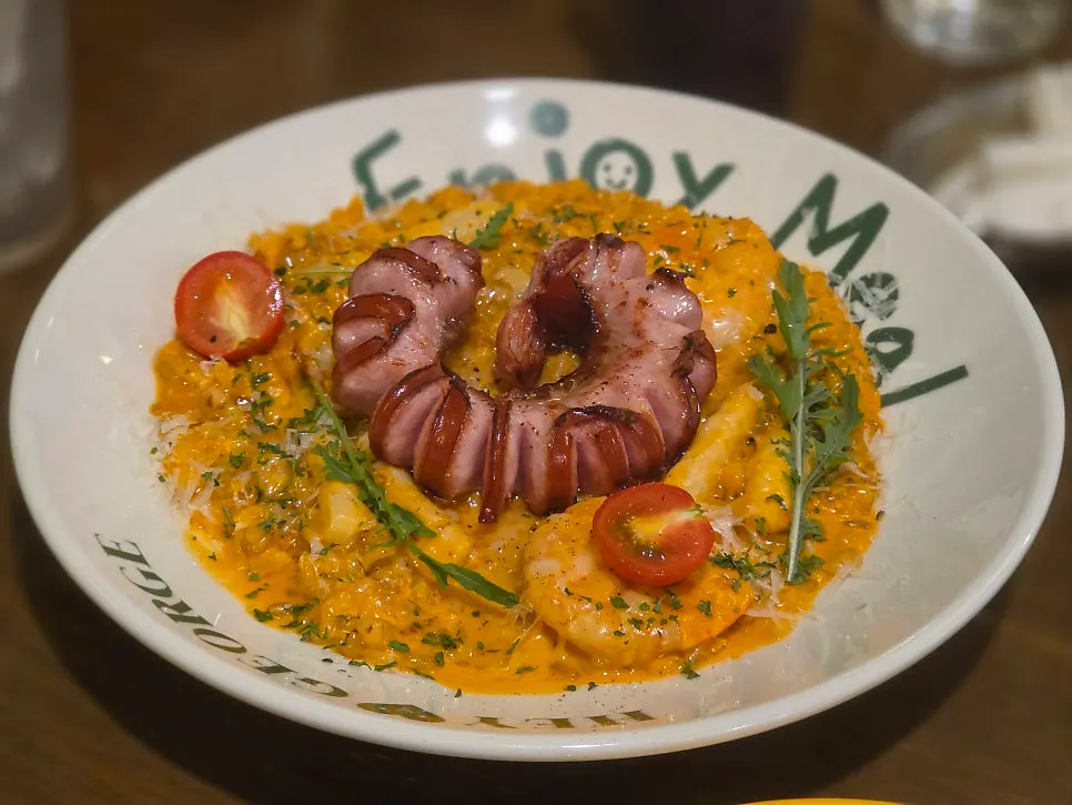 Pasta and risotto table setting at Hey Joji