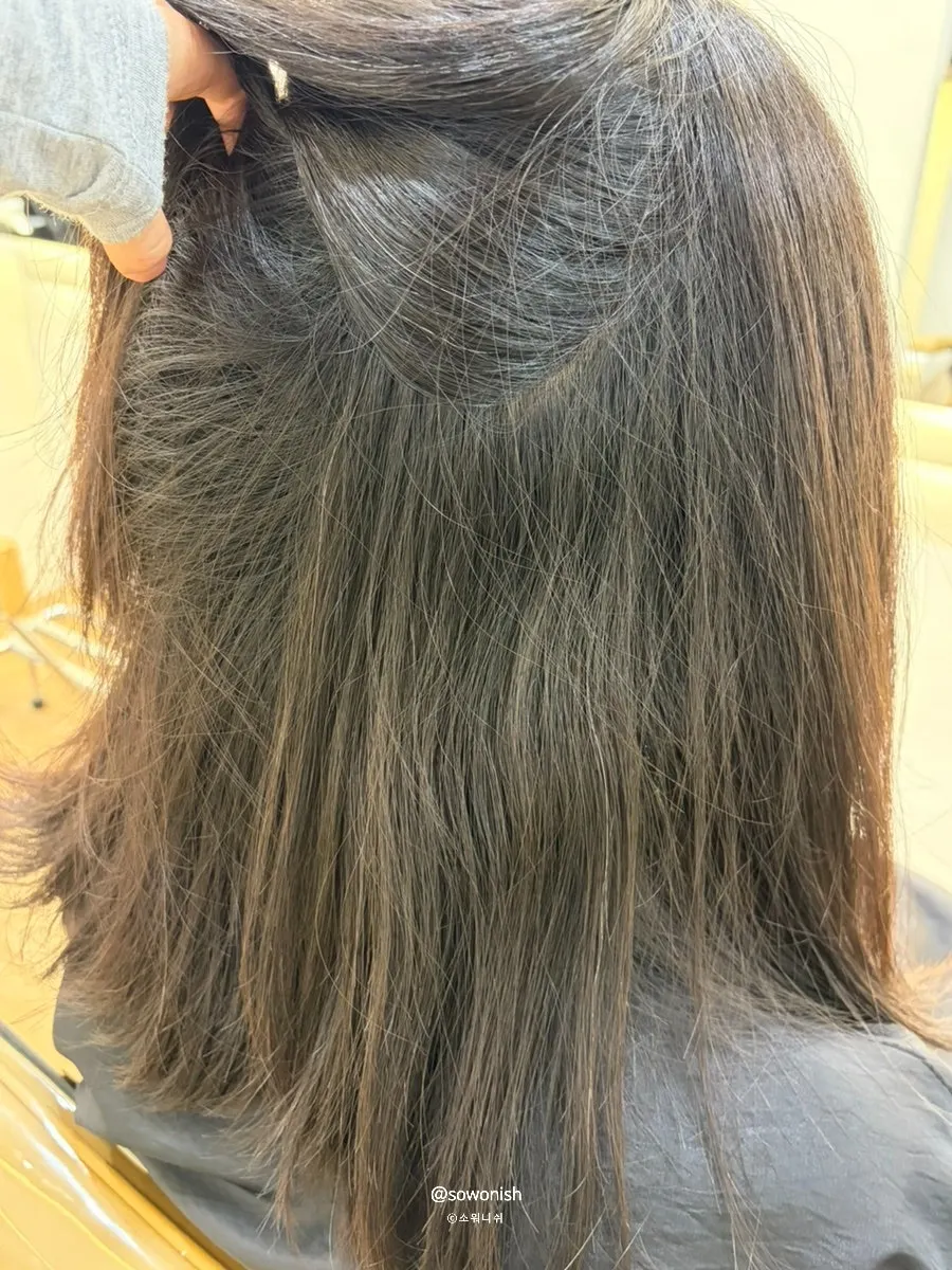 Thick, wavy hair condition before the treatment