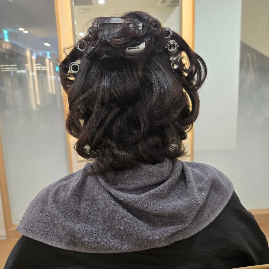 뿌리펌 로드를 감은 정수리 부분