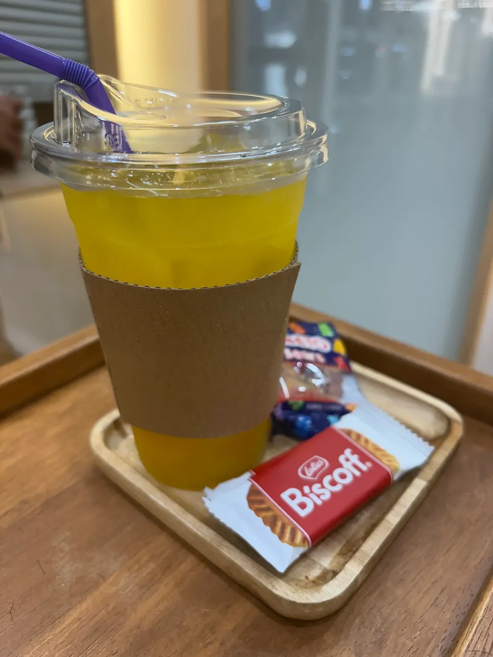 Orange juice and snack served before the treatment started