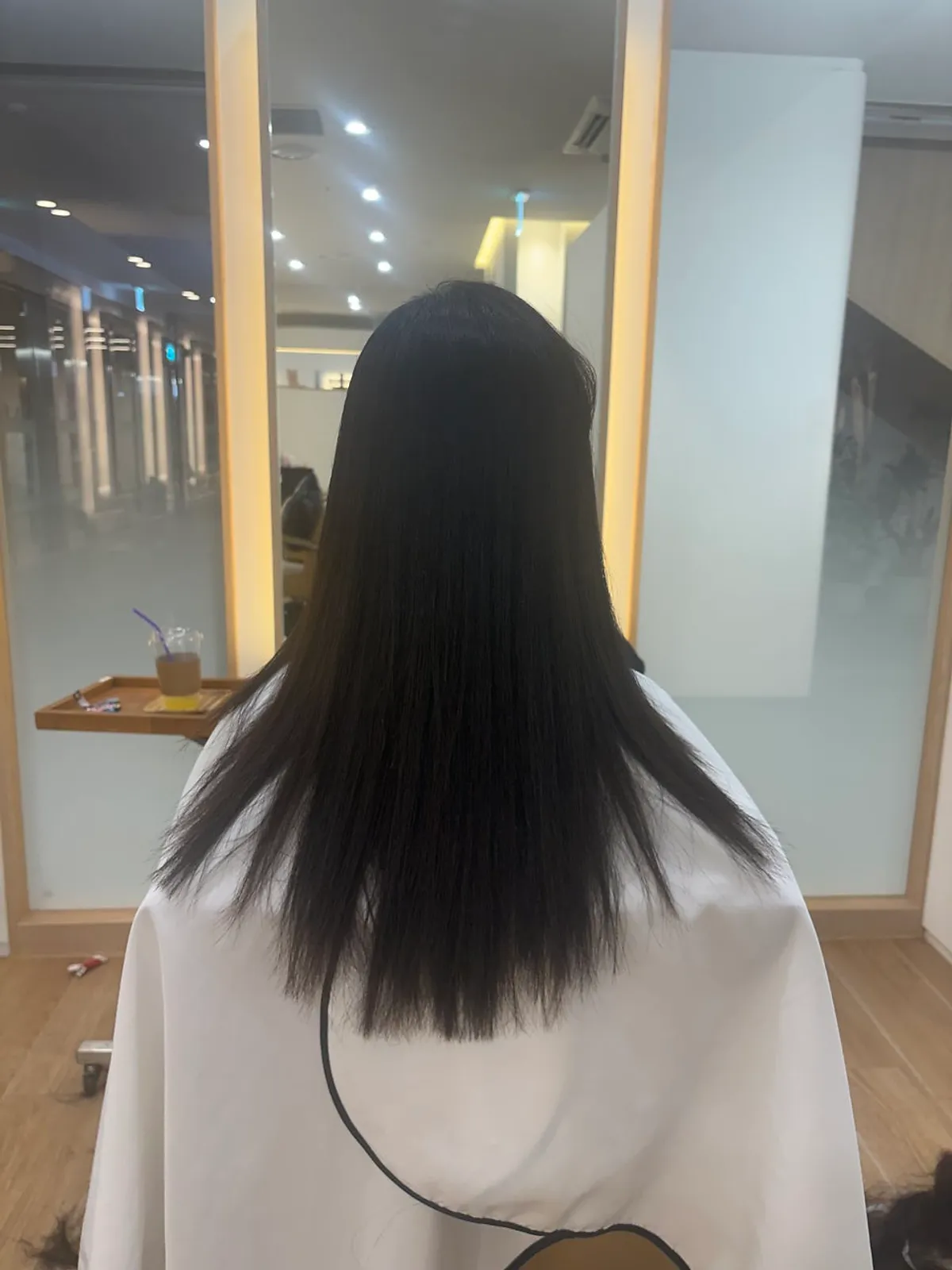 Finished style after root magic straightening and bangs perm