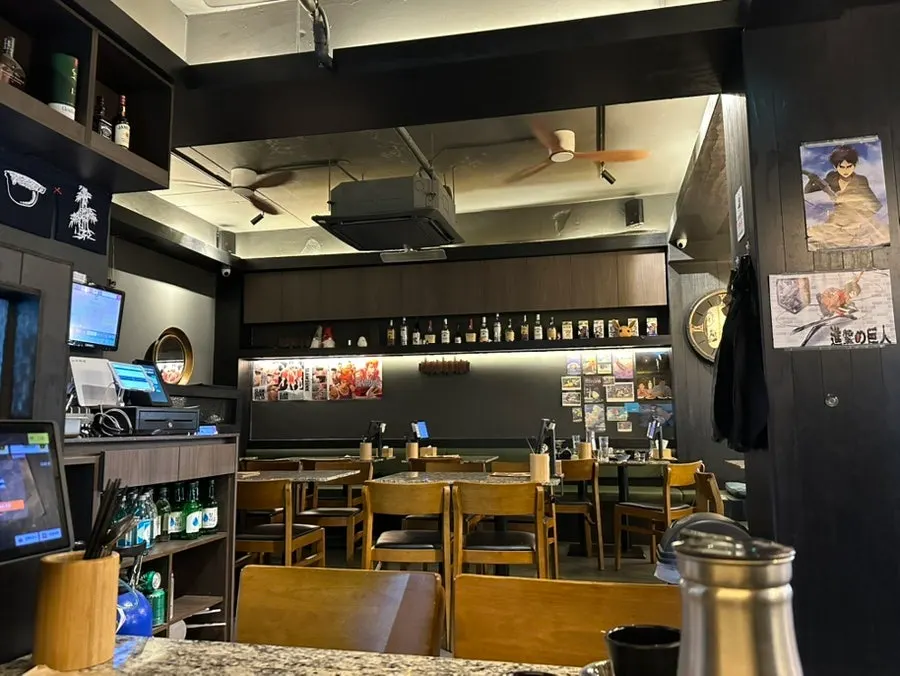 Dimly lit interior atmosphere at Hiku