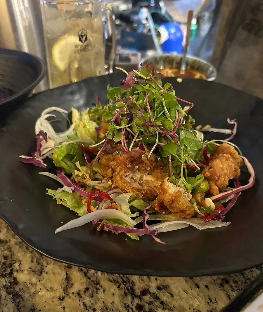 Yurinji topped with tangy sauce