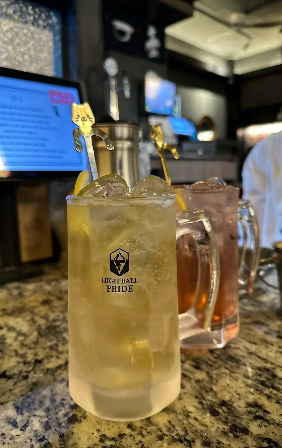 Berry highball and glasses on the table