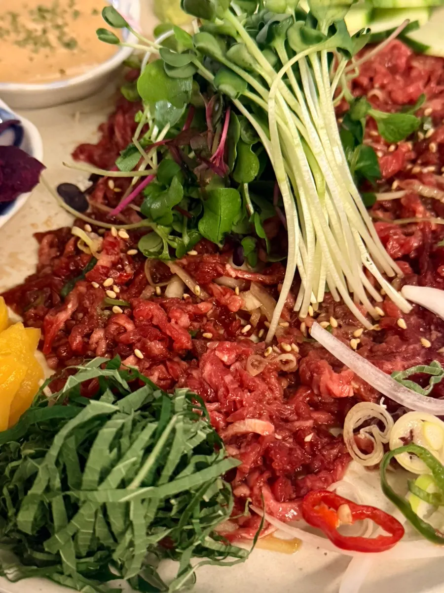 Elegantly plated hanwoo beef tartare