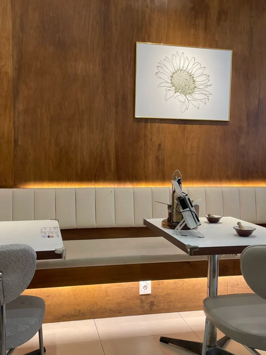 Wood-toned interior of Himawari's dining hall