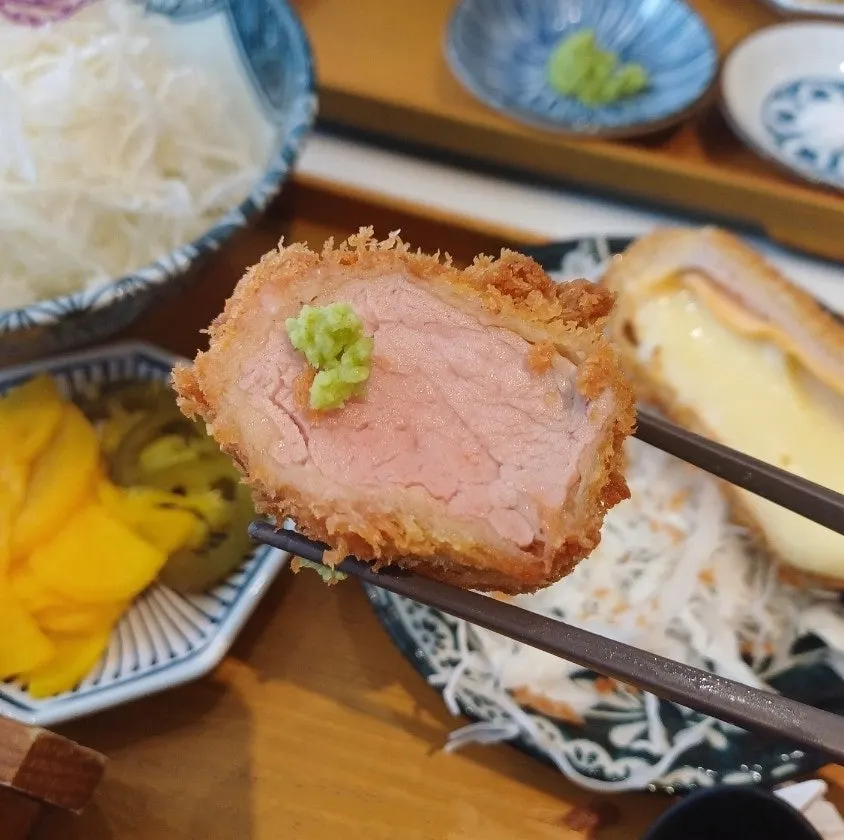 Fillet katsu served with salt and wasabi
