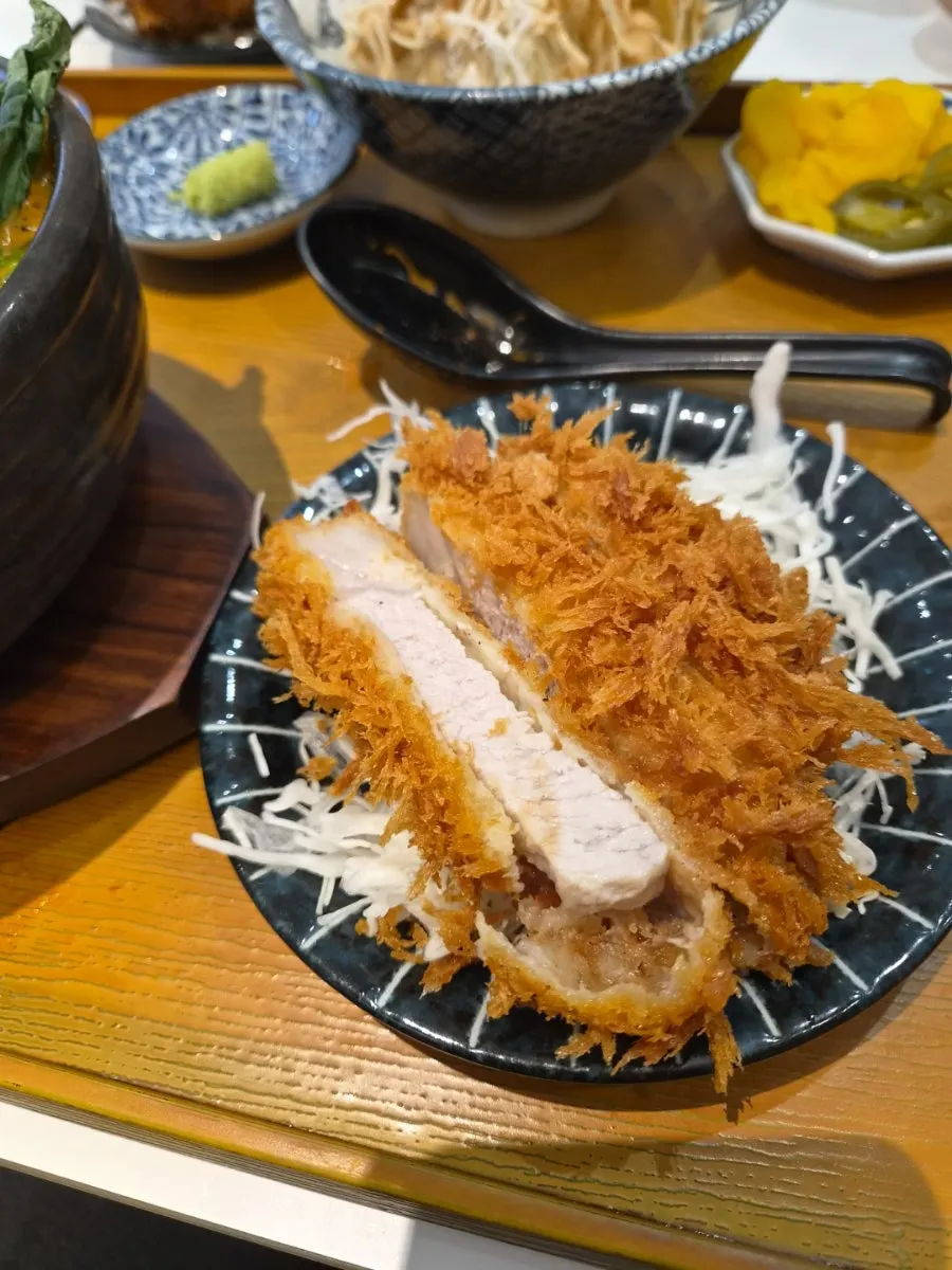 Potongan tonkatsu yang digoreng garing