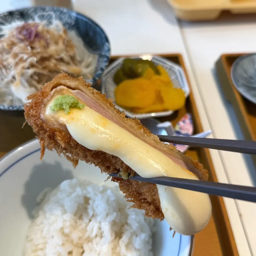 Rice and side dishes from the hire katsu set