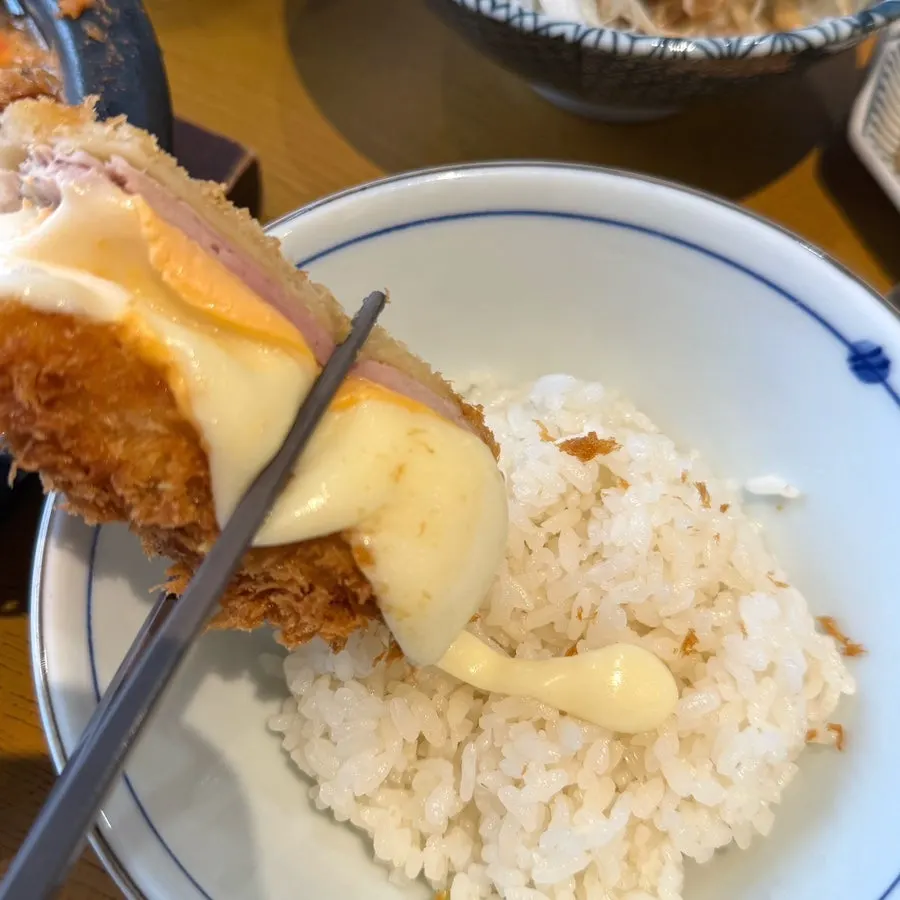 Cheese-loaded katsu with stretchy cheese