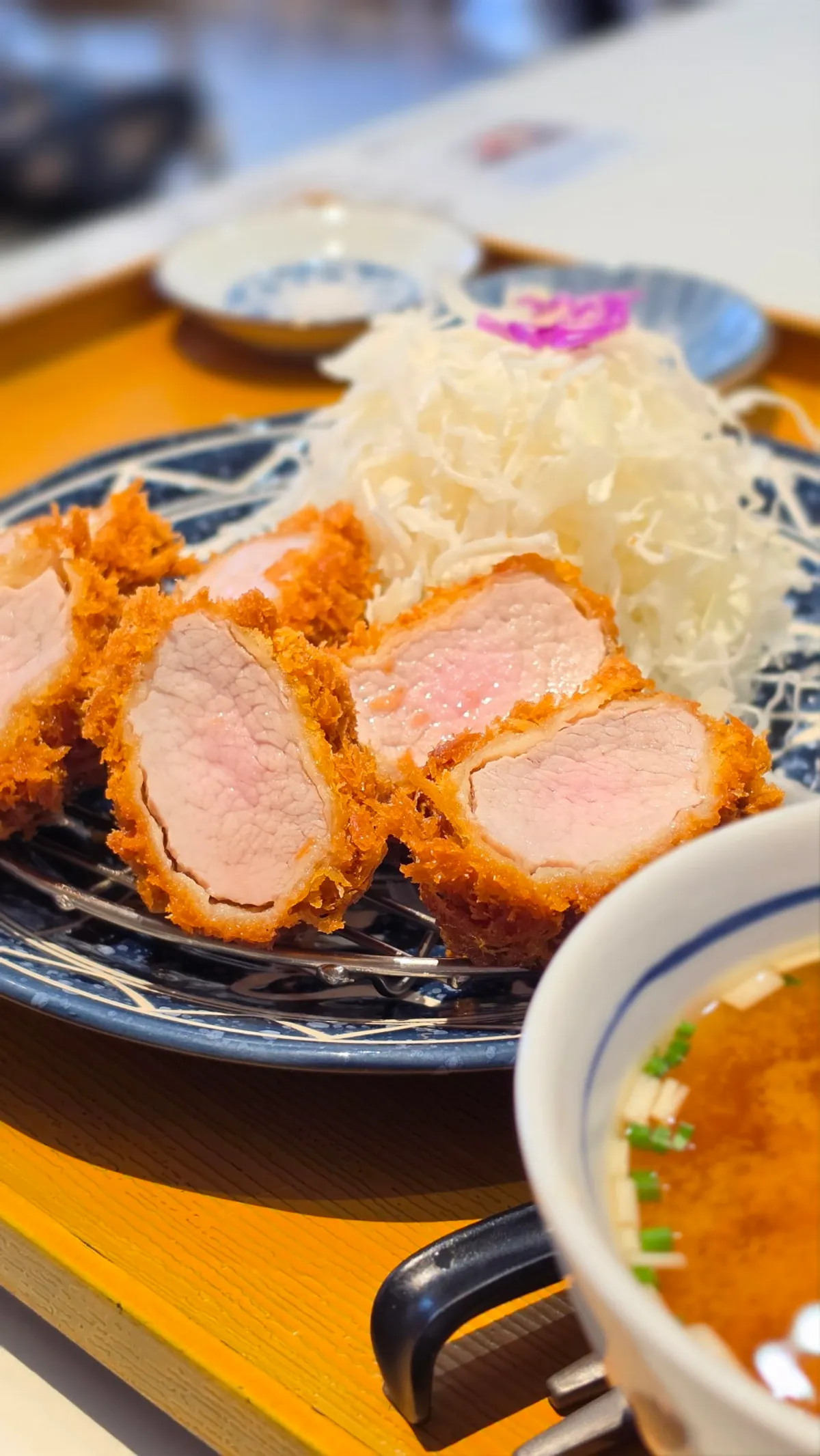 Himawari's hire katsu and spicy seafood udon set table spread