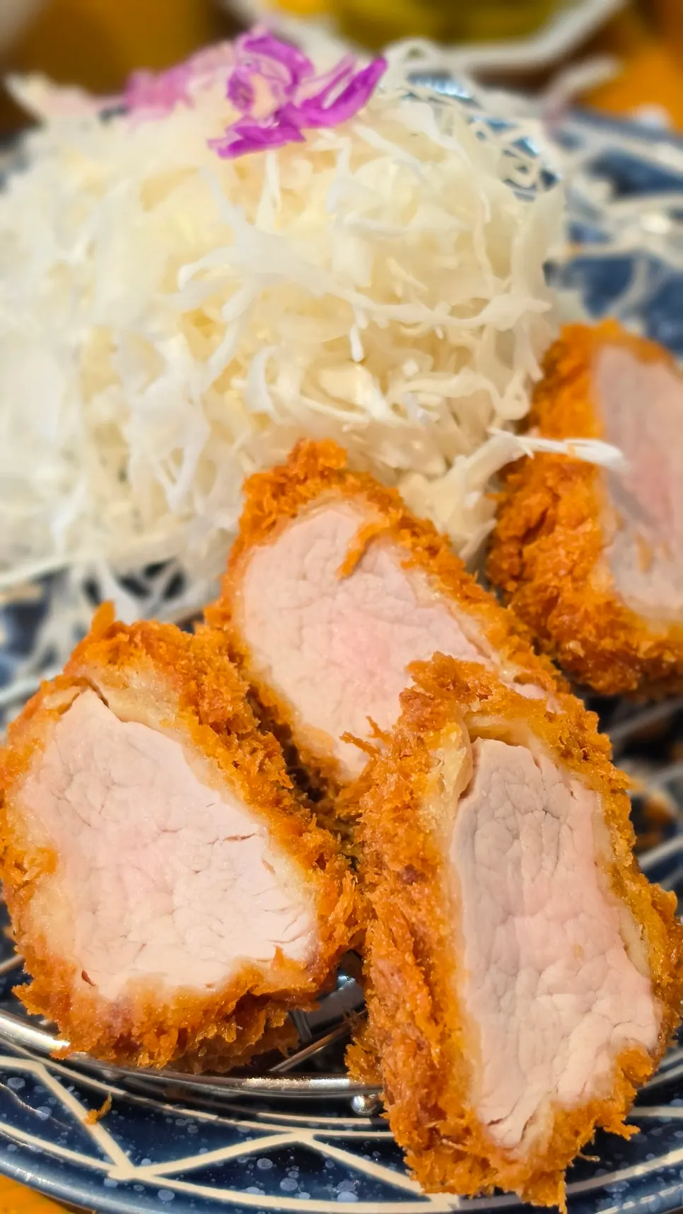 Cross-section of hire katsu showing crispy breading