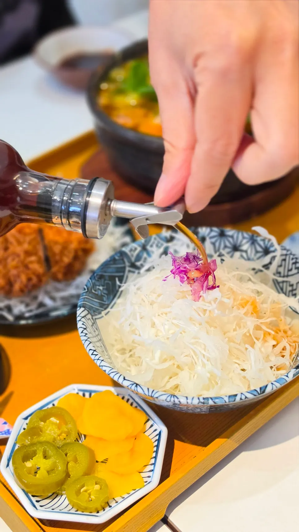 Seafood ingredients in the spicy udon