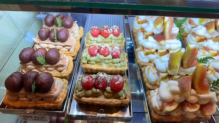 Counter with baked cookies and drink menu