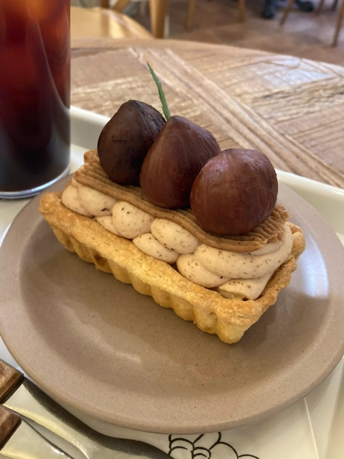 Hippy's jinjjabam chestnut pie on a plate
