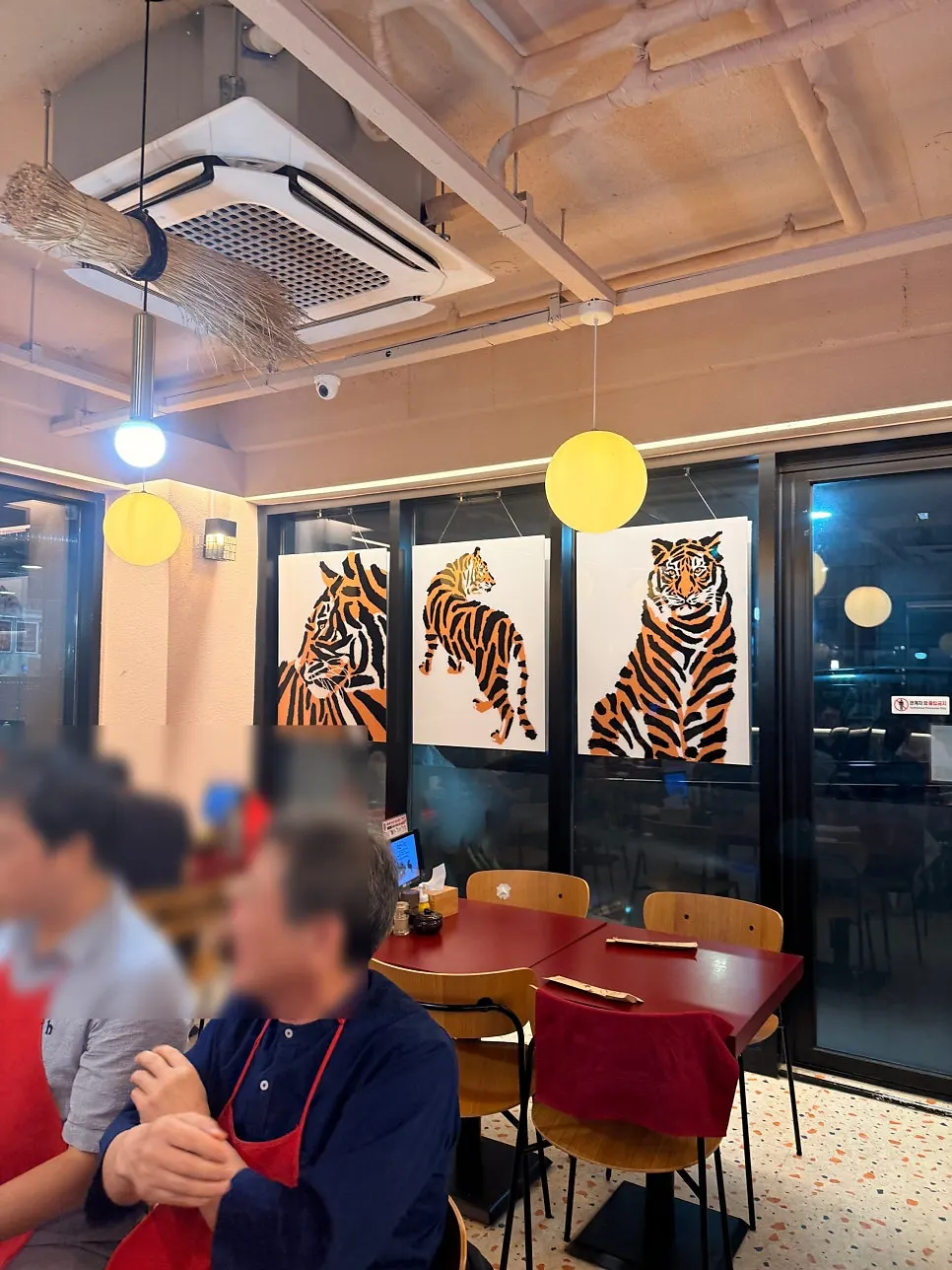 Interior with tiger painting on the wall