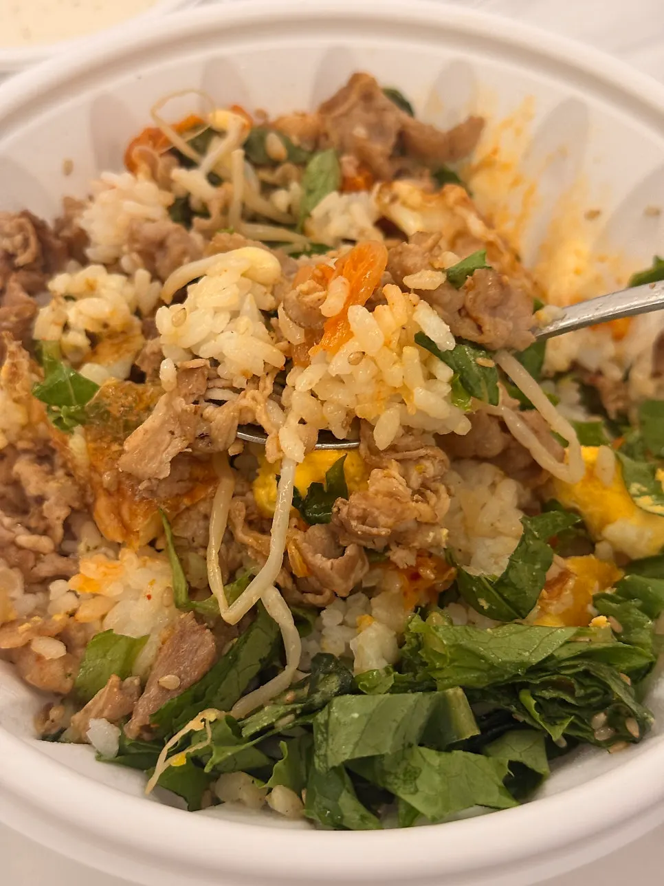 Beef brisket bibimbap arranged before mixing