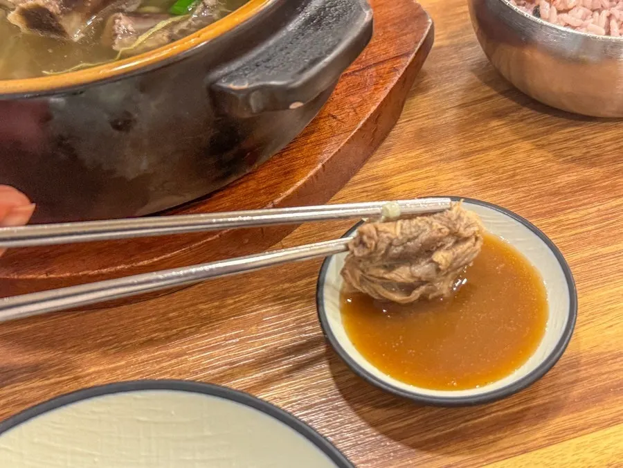 파가 듬뿍 올라간 갈비탕과 반 공기 밥