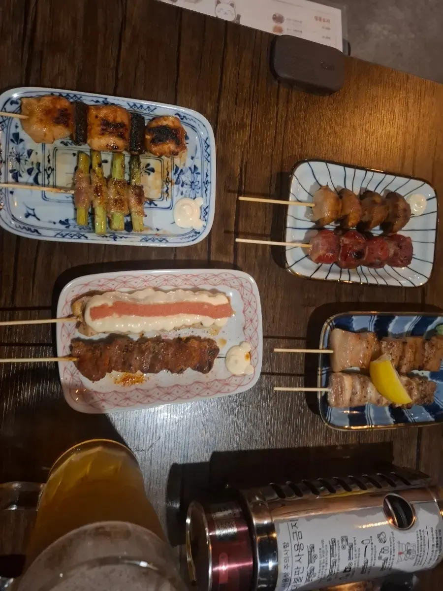 Plate of the 8-skewer yakitori omakase