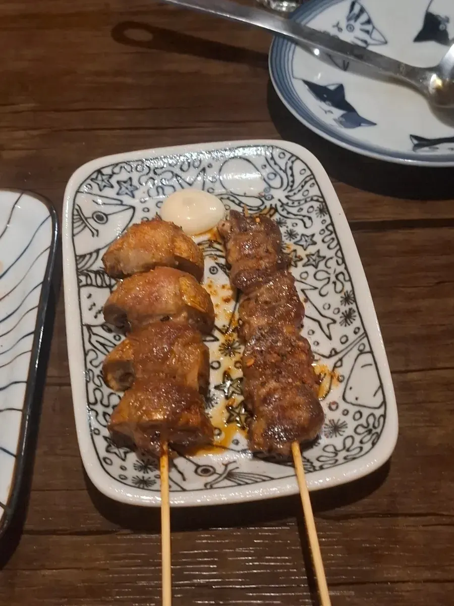 Yakitori served alongside the tsukune