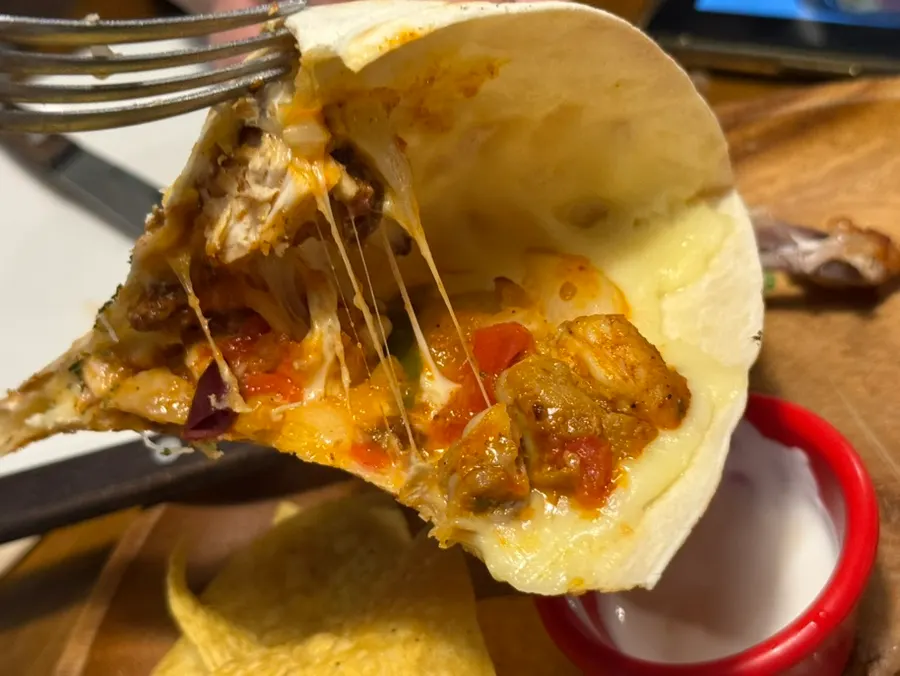 Golden grilled chicken quesadilla