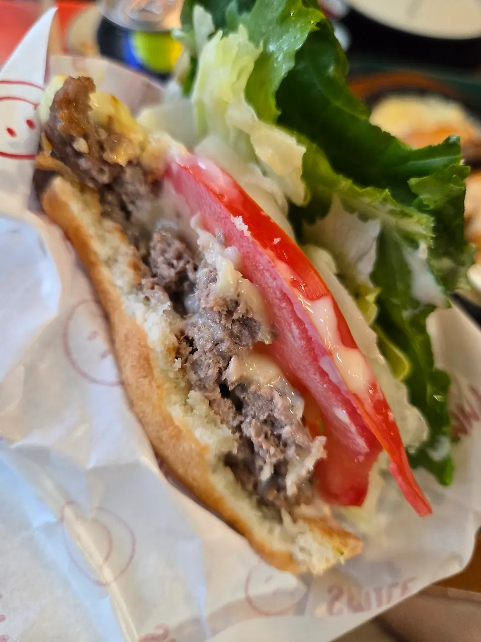 Cross-section of the Honey Burger with its sweet sauce