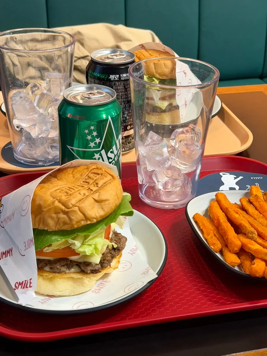 Two Shibuya Honey Burger sets ordered with different sides