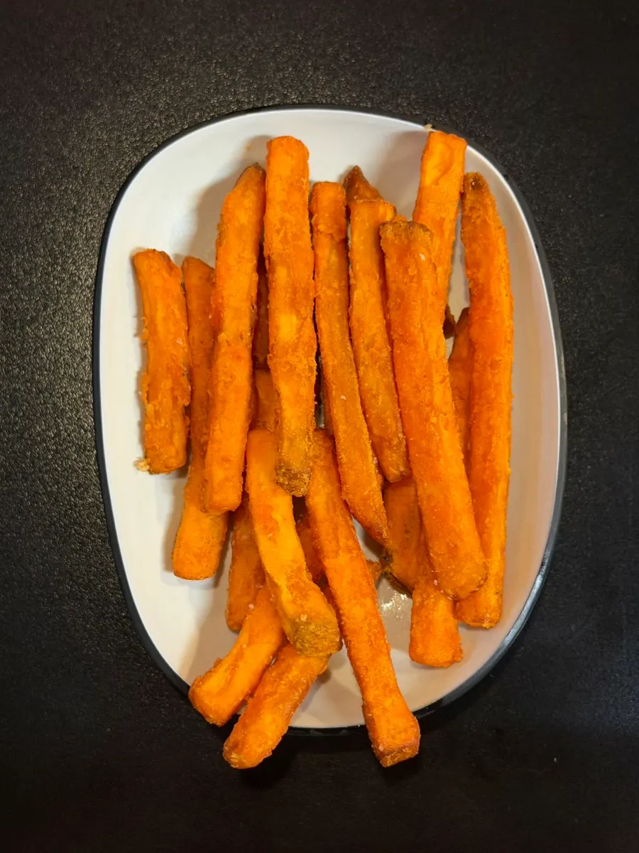 Crispy fried sweet potato fries side dish