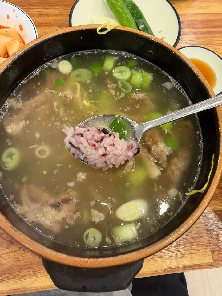 Bowl of rice served alongside the galbitang