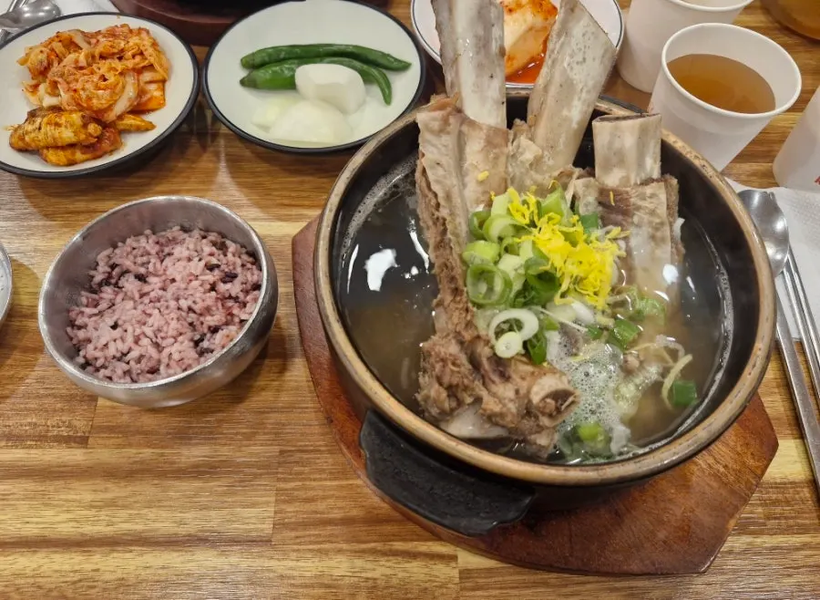 Bowl of galbi tang with broth and meat