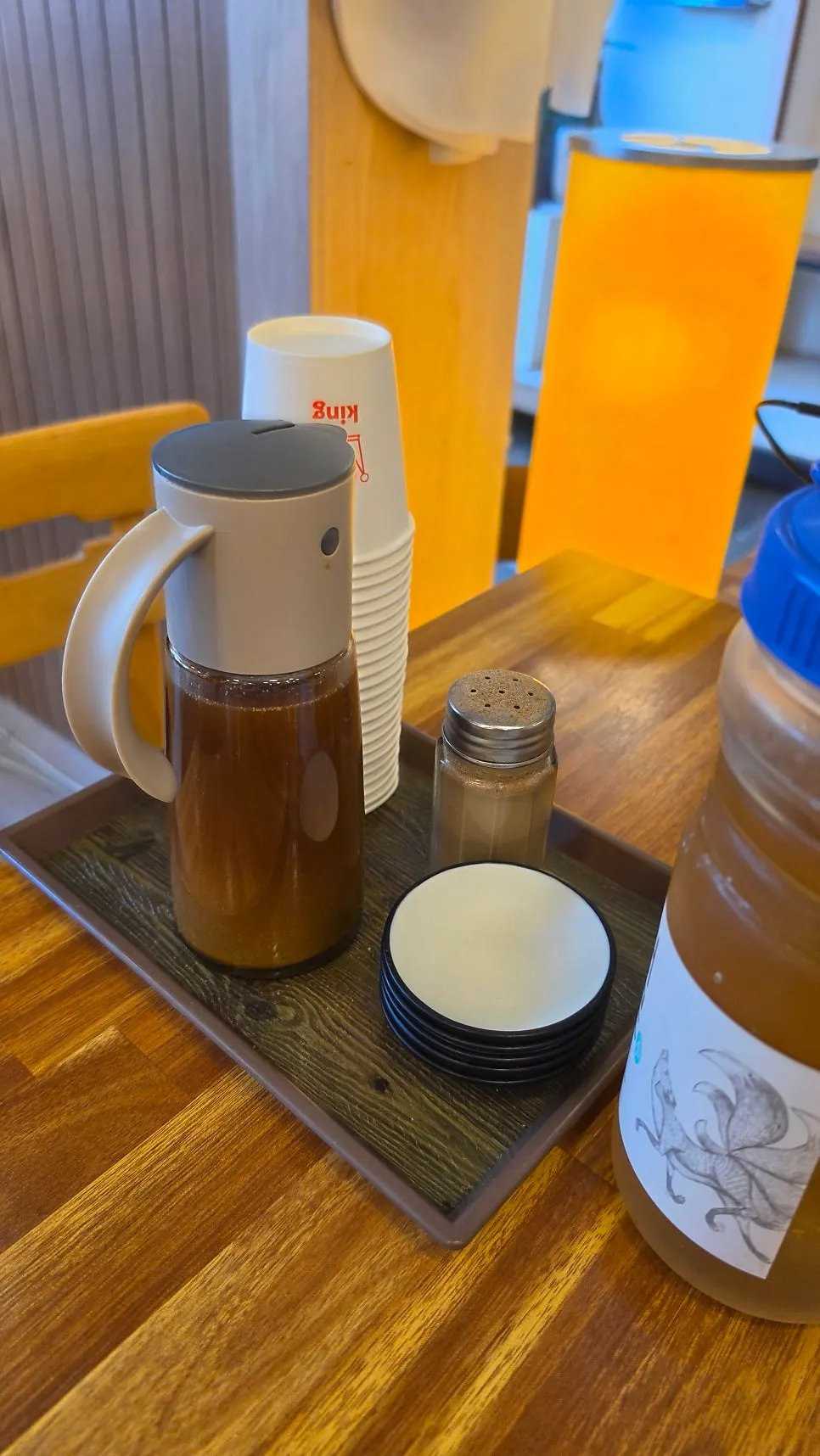 Sauces and seasonings set out on the table