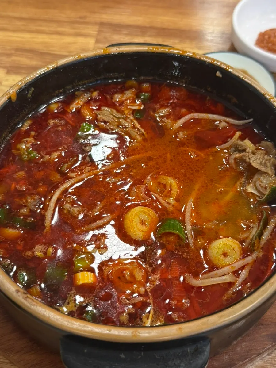 Rice mixed into the spicy galbitang