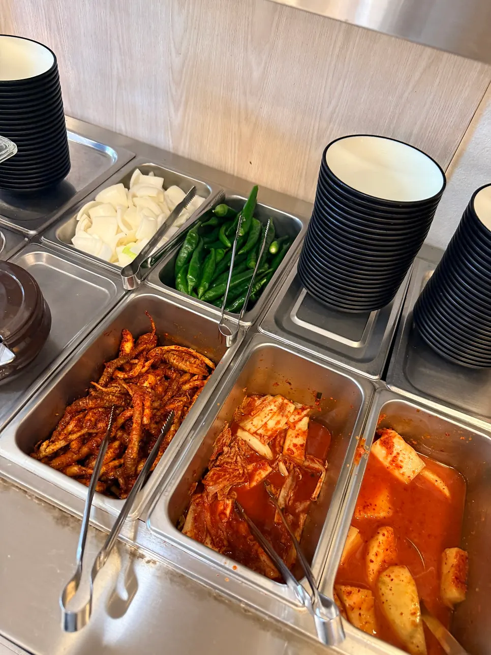 Kimchi served alongside the galbitang
