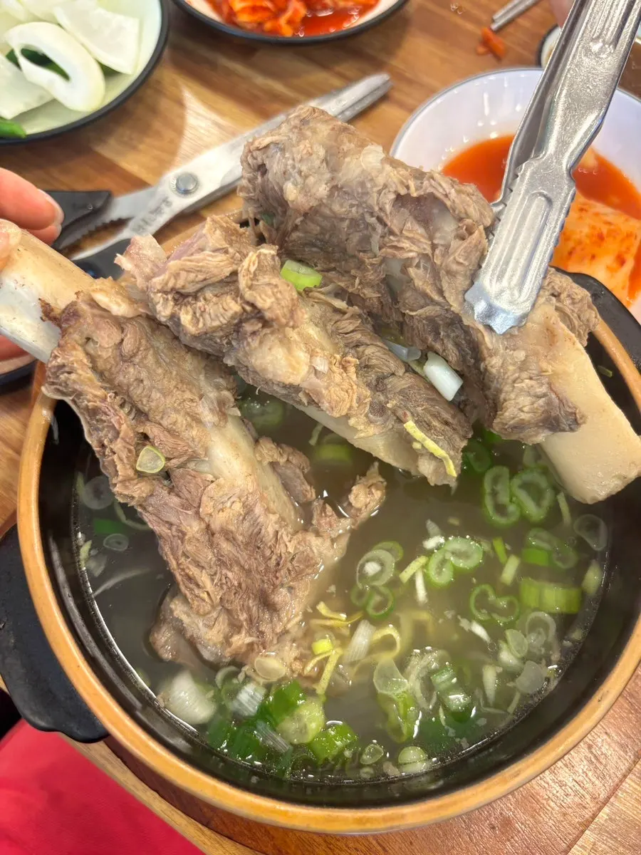 Aronsatae galbitang broth with bean sprouts