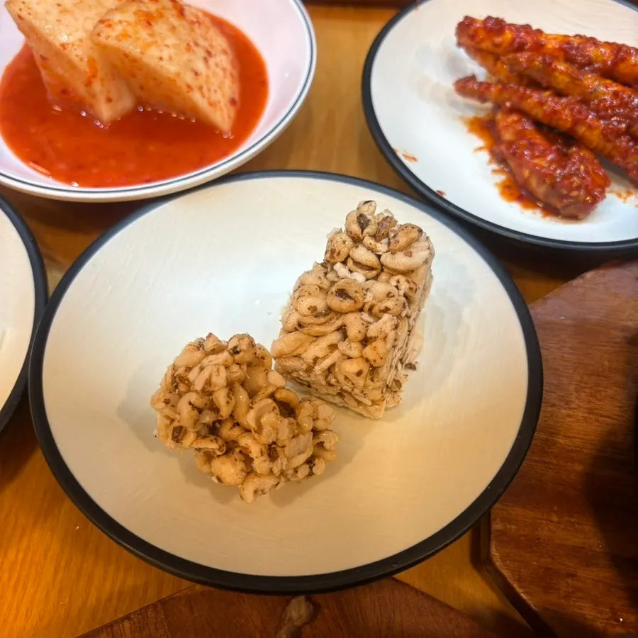 The self-serve bar with rice and side dishes