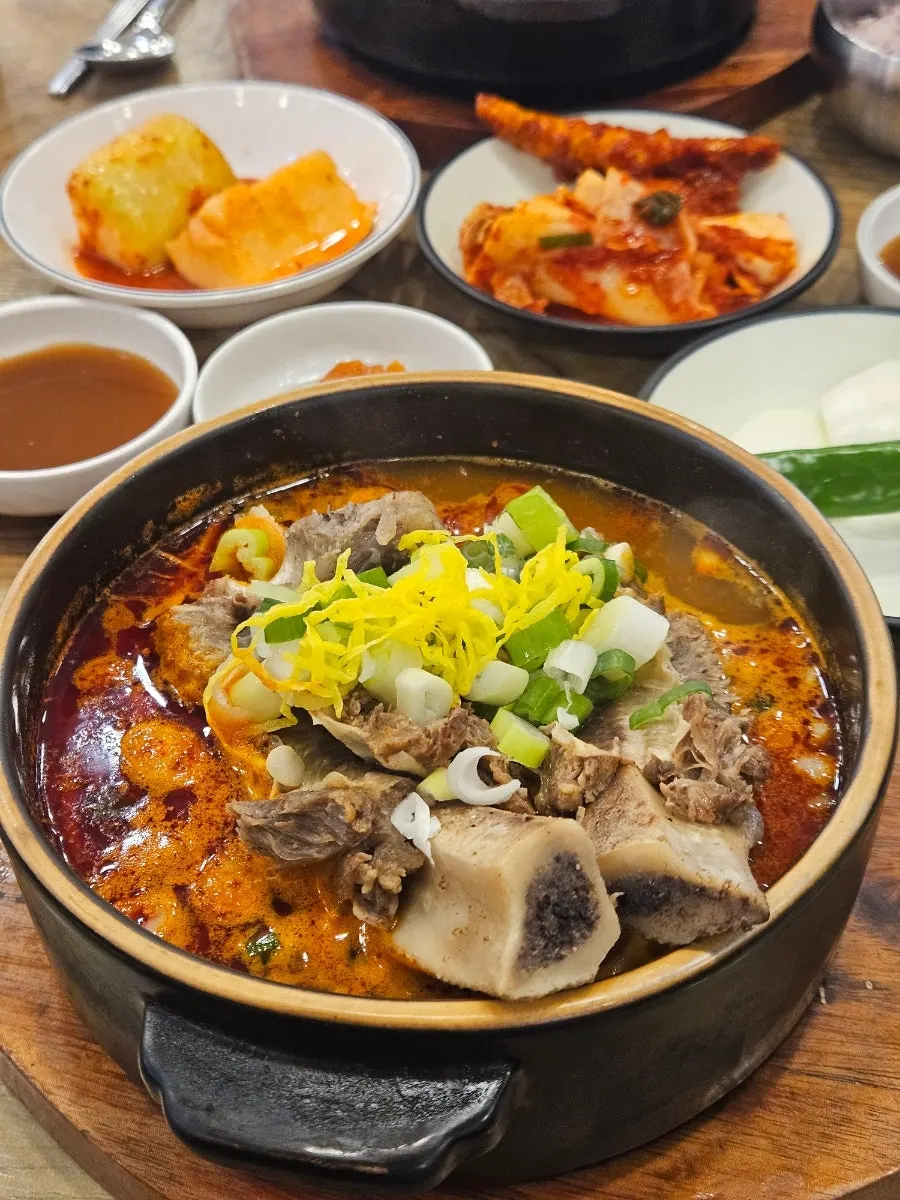 A bowl of red-broth spicy galbitang