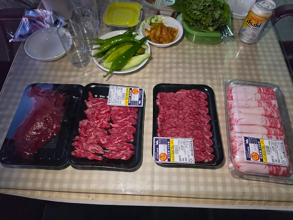Price list for aged beef and 1++ Hanwoo by cut