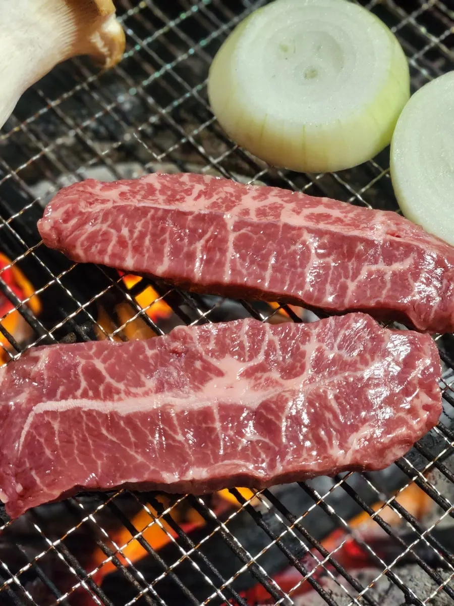 Hanwoo grilled over charcoal barbecue