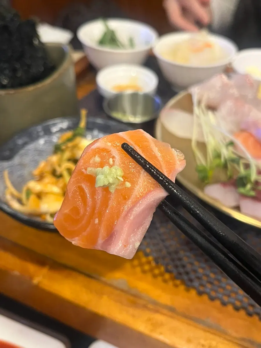 A finished piece of DIY sushi