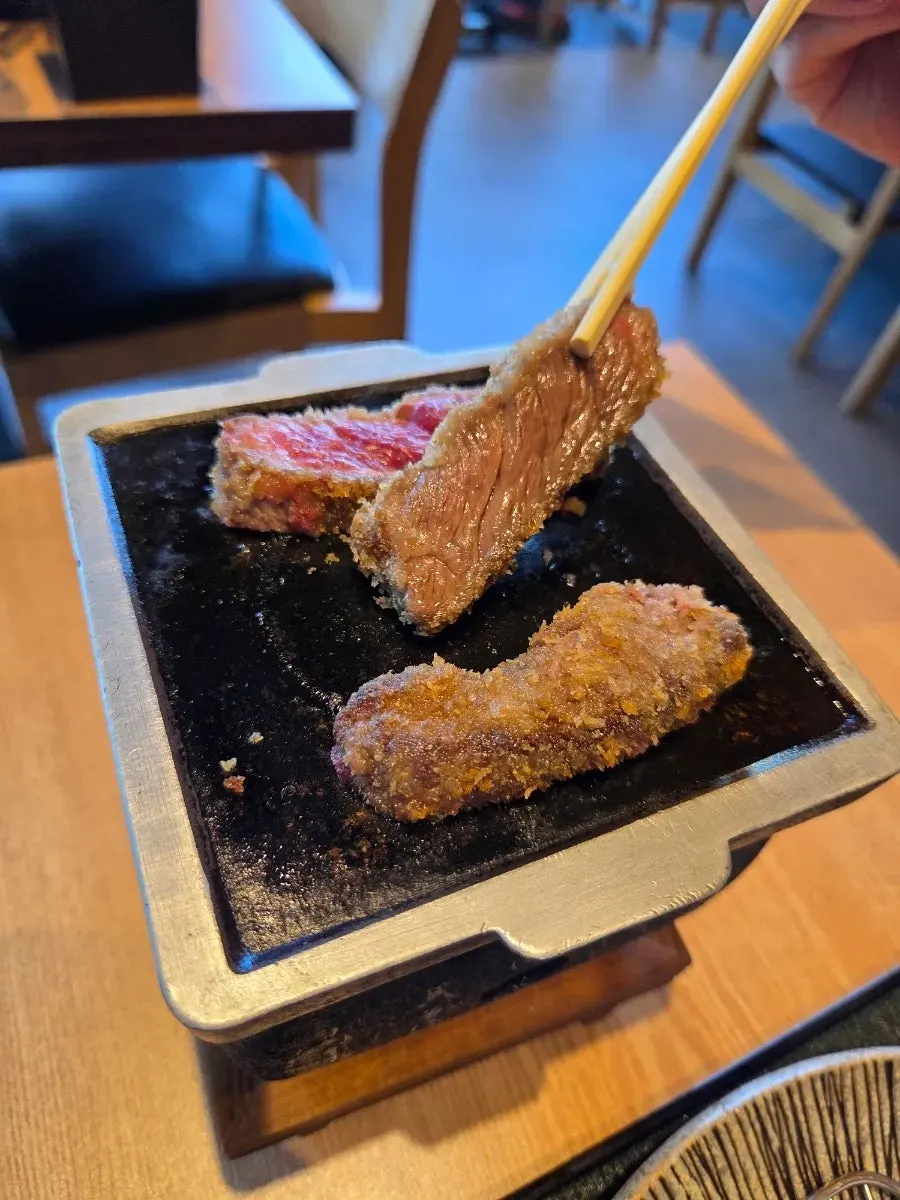 Last bite of gyukatsu at Hoka Hoka Gwangmyeong Main Branch