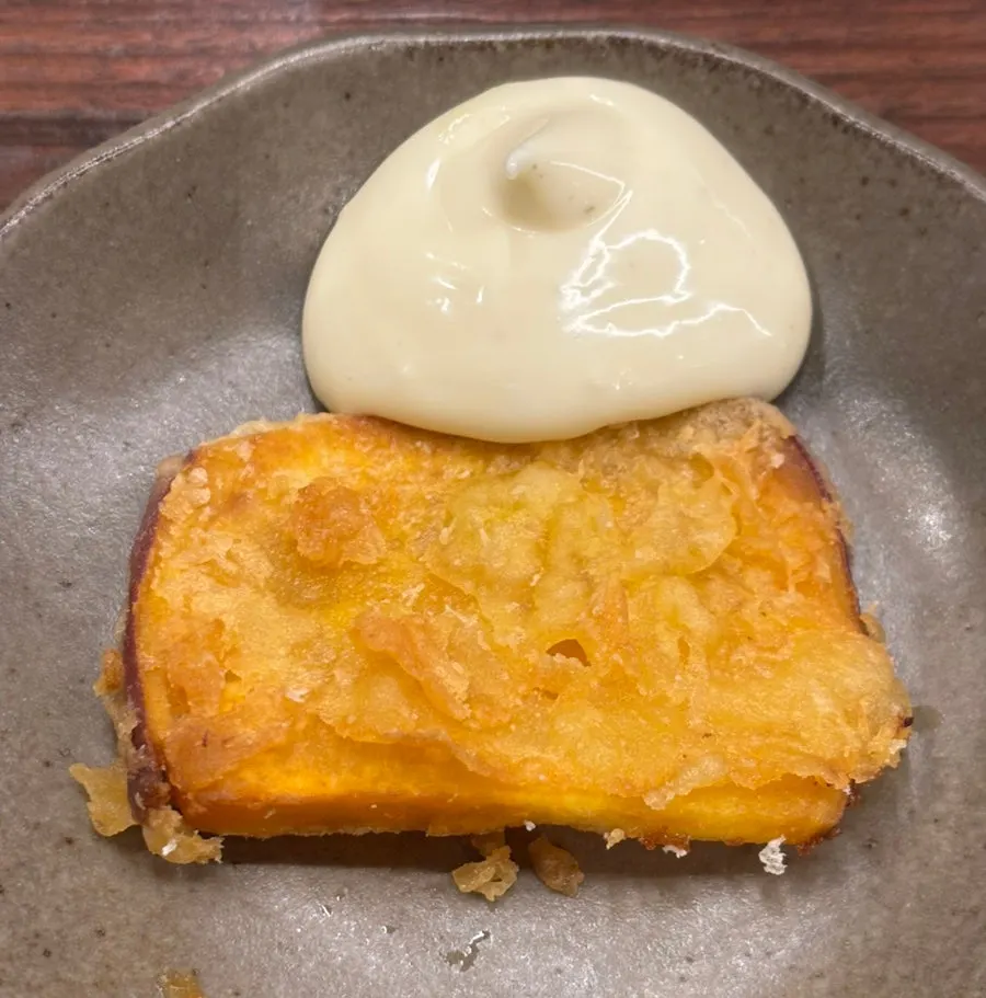 Plate of sweet potato fritters served as an appetizer