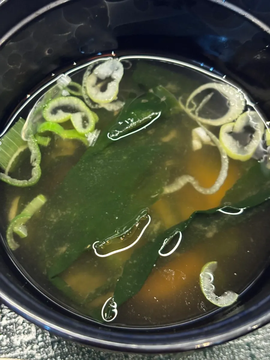 Miso soup with seaweed and scallion