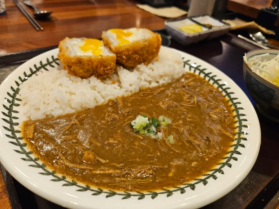Curry cheese katsu served with the special curry