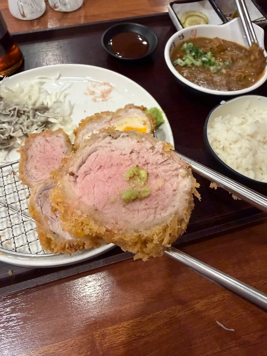 Close-up of a piece of premium loin katsu