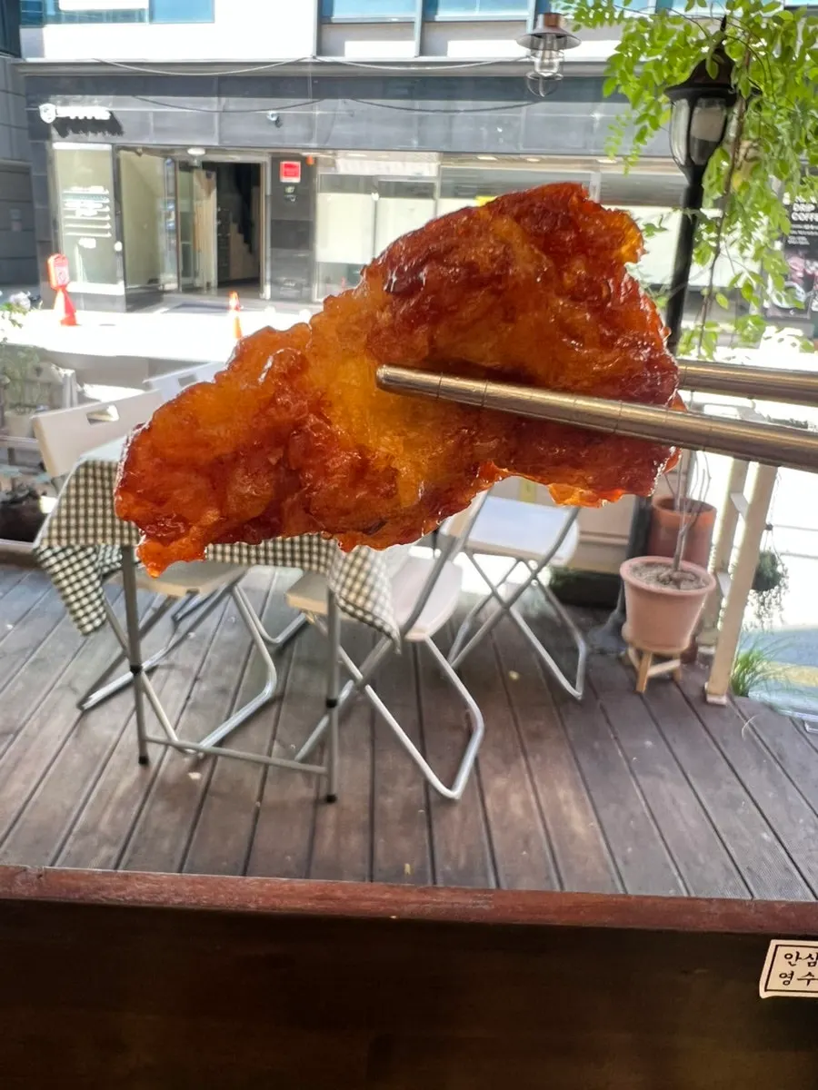 Close-up of dakgangjeong made with domestic chicken thigh meat