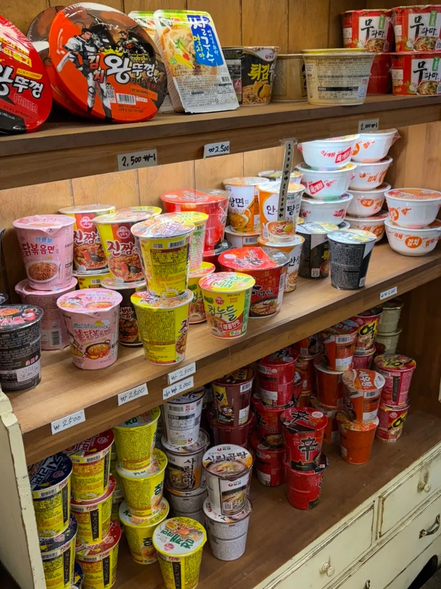 Cup noodle corner at Halls Gimbap Main Branch