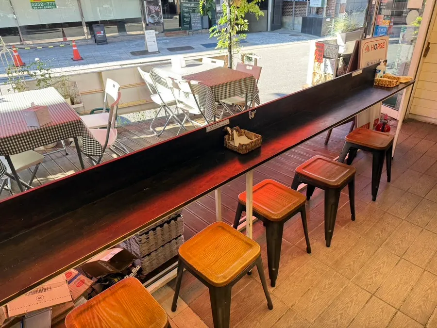 Bar table seating good for solo dining