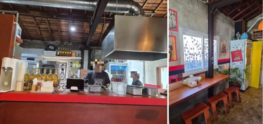 Interior of the restaurant right after opening for lunch